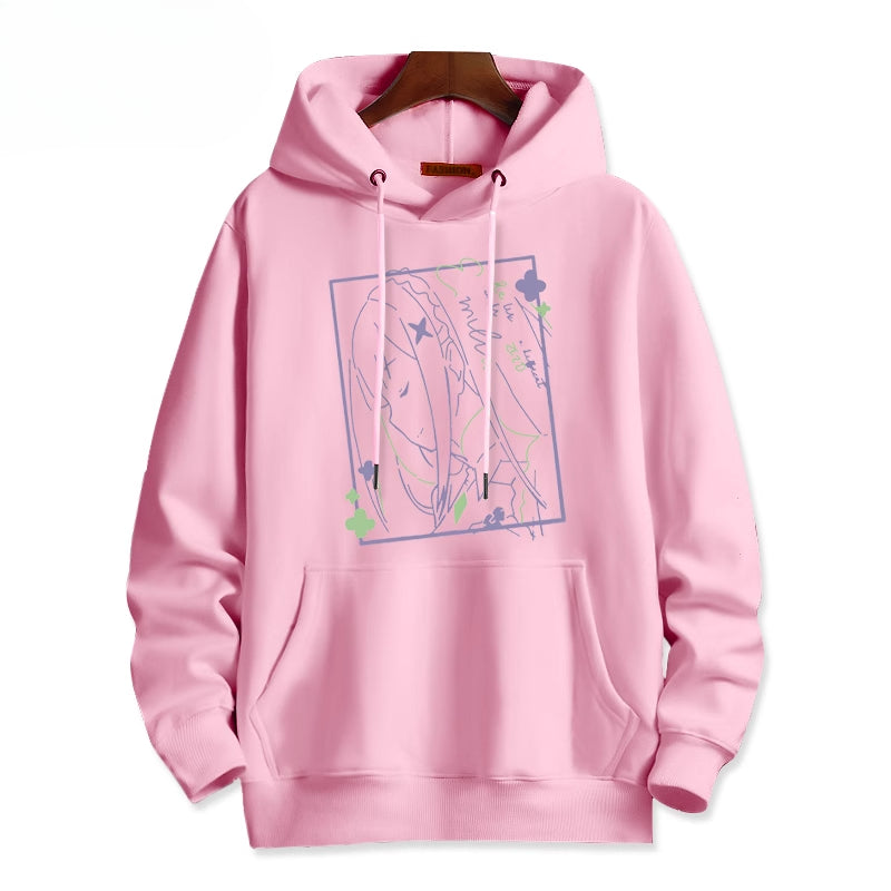 Casual Anime Graphic Print Pullover Hoodie