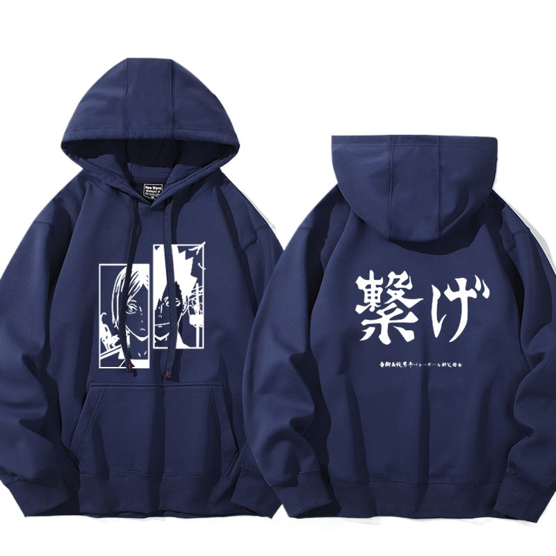 Casual Anime Graphic Print Pullover Hoodie