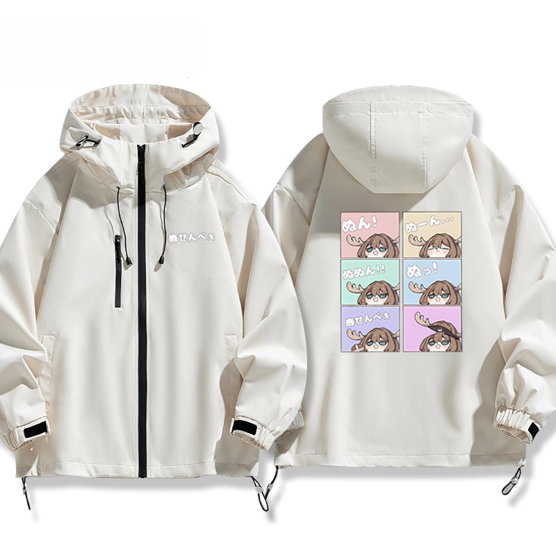Unisex Anime Printed Zipper Hooded Jacket