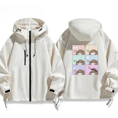 Unisex Anime Printed Zipper Hooded Jacket