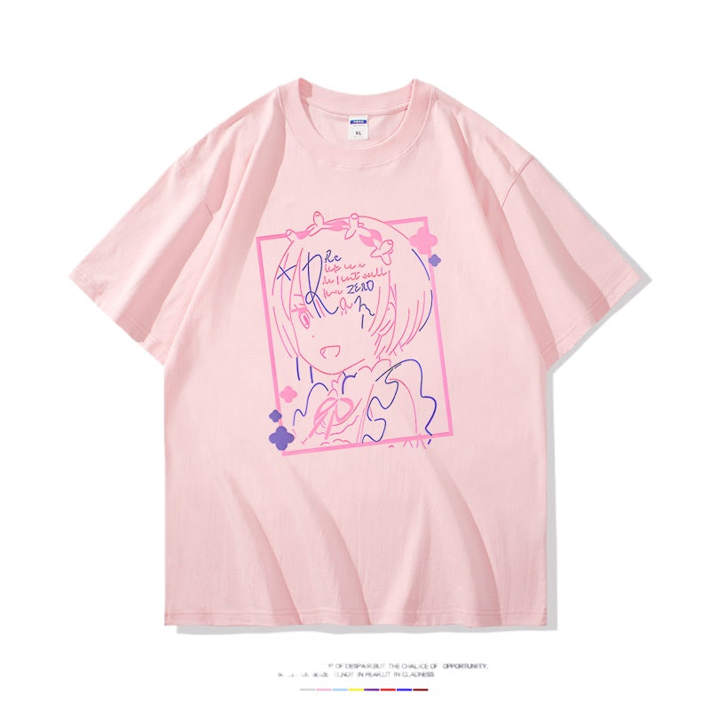 Rem Anime Cotton Short Sleeve Summer T-Shirt