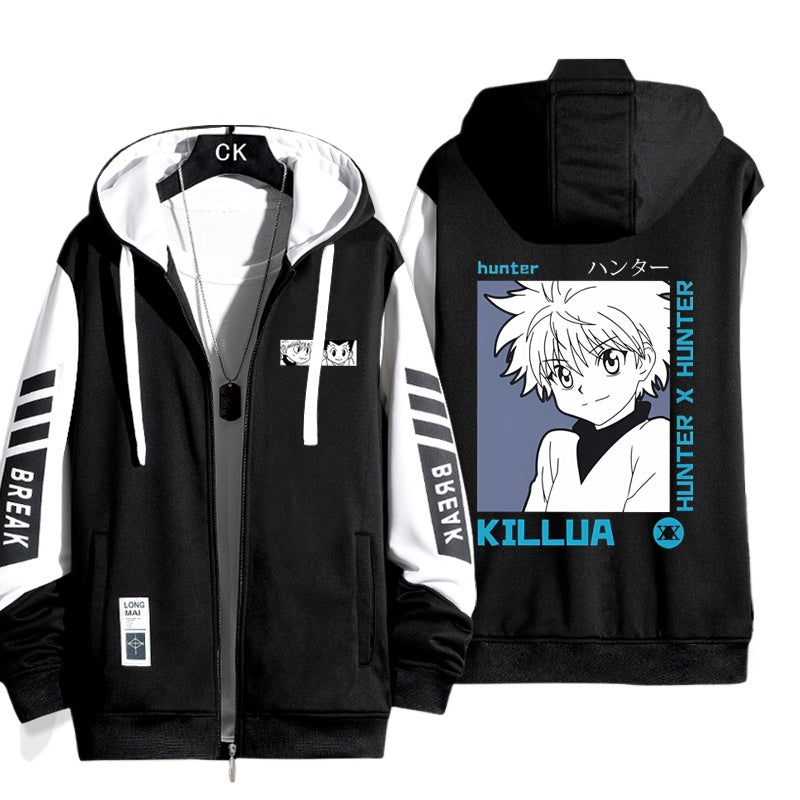 Unisex Anime Graphic Zipper Hooded Jacket