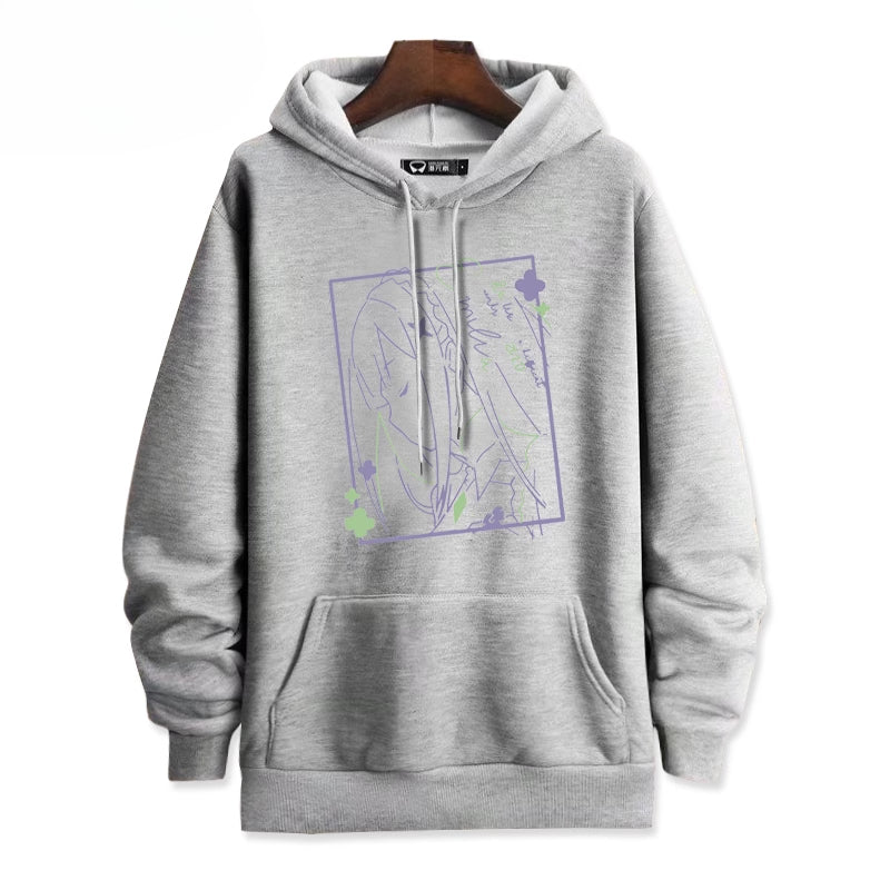 Casual Anime Graphic Print Pullover Hoodie