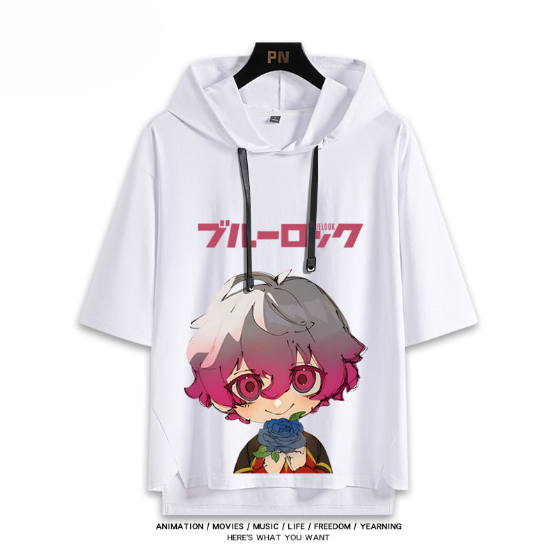 Unisex Anime Cos Short Sleeve Hooded T-Shirt