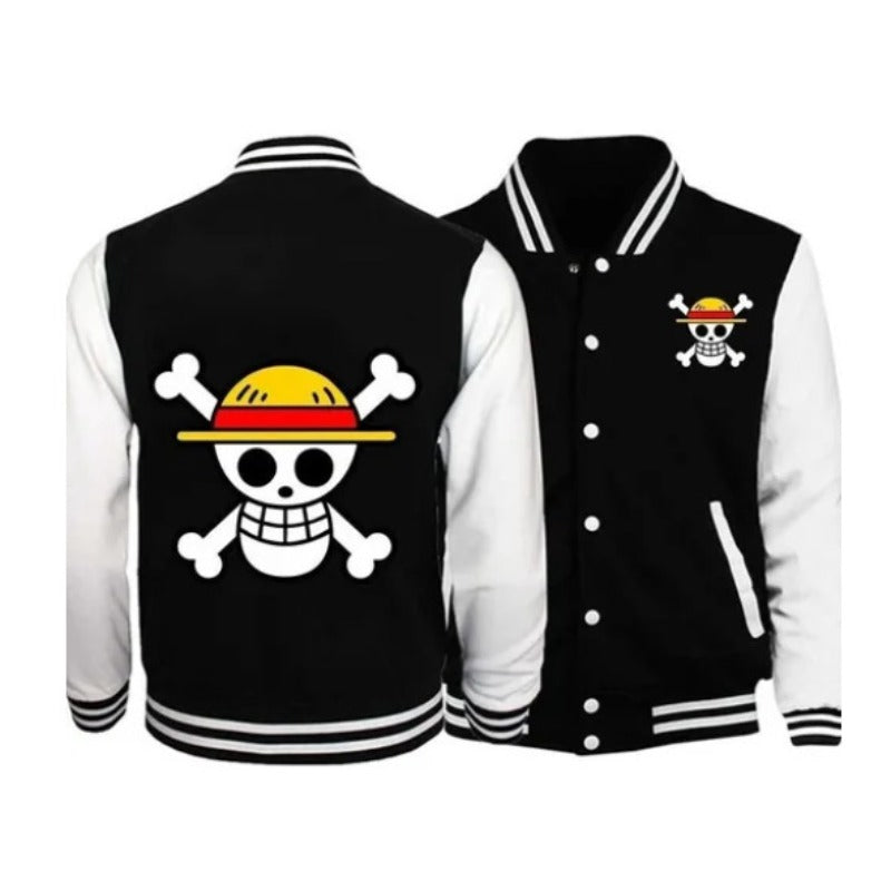 Unisex Trendy Luffy Straw Hat Printed Baseball Jacket