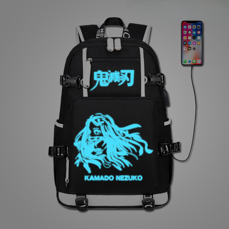 Casual Tanjiro Anime Pattern Luminous Backpack