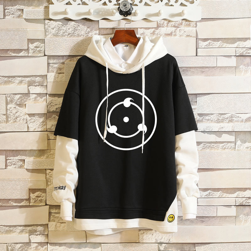 Unisex Akatsuki Anime Casual Fake Two Piece Loose Hoodie