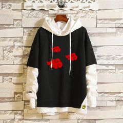 Unisex Akatsuki Anime Casual Fake Two Piece Loose Hoodie