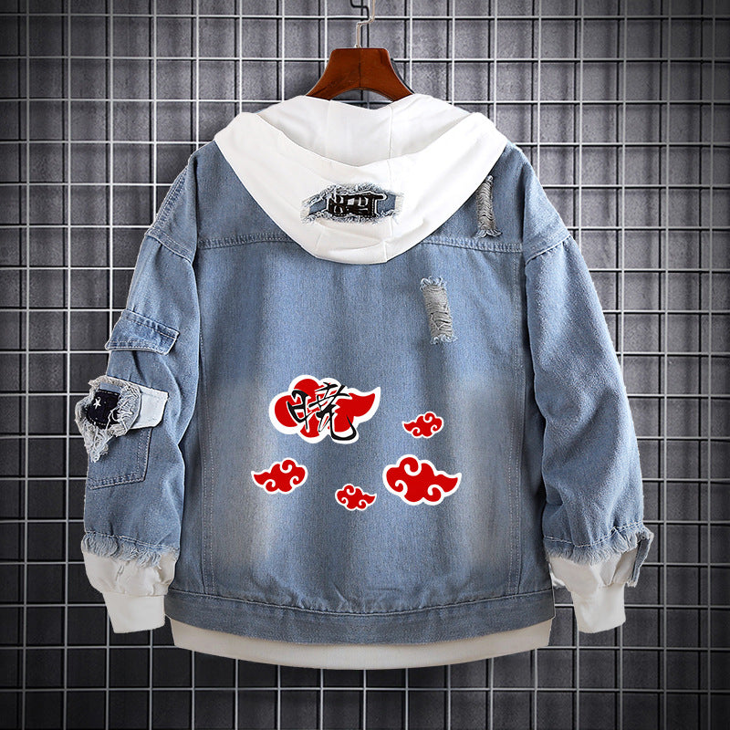 Trendy Kakashi Anime Denim Hooded Jacket