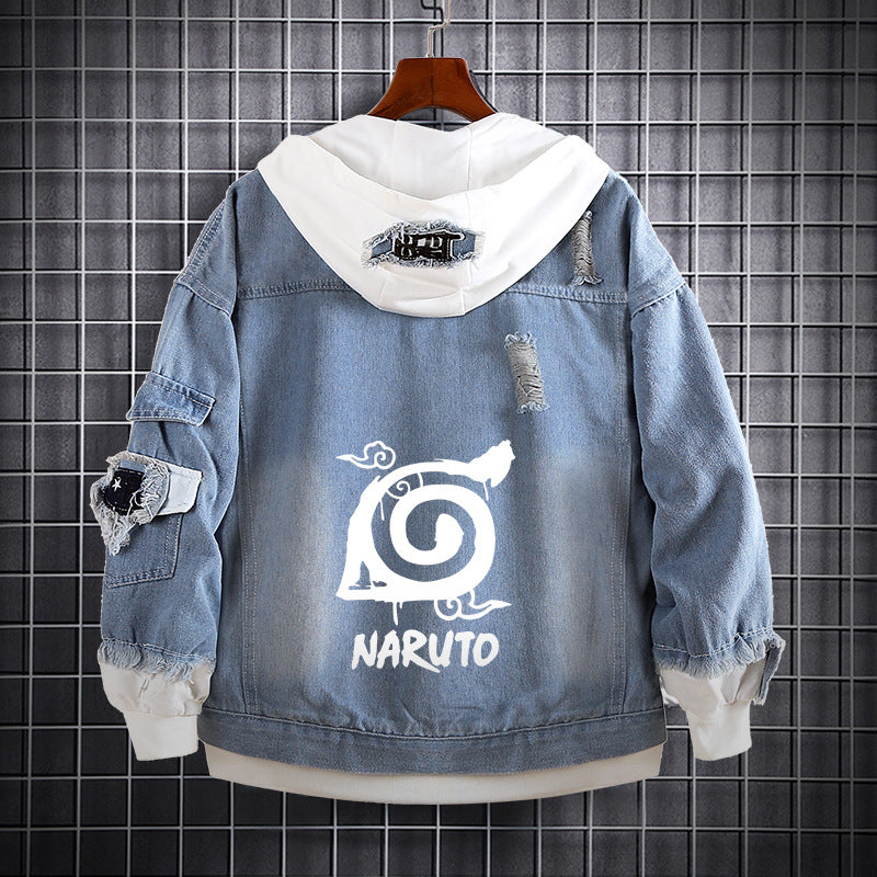 Trendy Kakashi Anime Denim Hooded Jacket