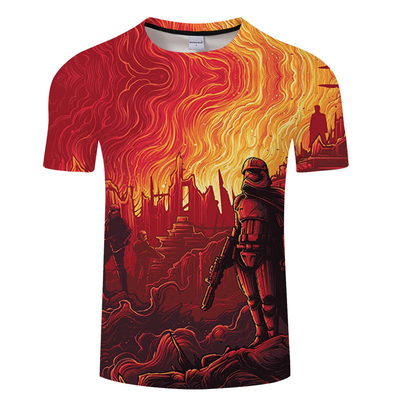 Cool Men's Comic Digital Printed Breathable T-Shirt