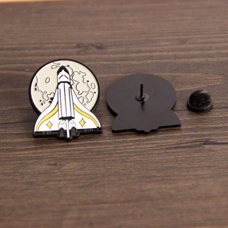 Game Rocket Spaceship Badge Brooch