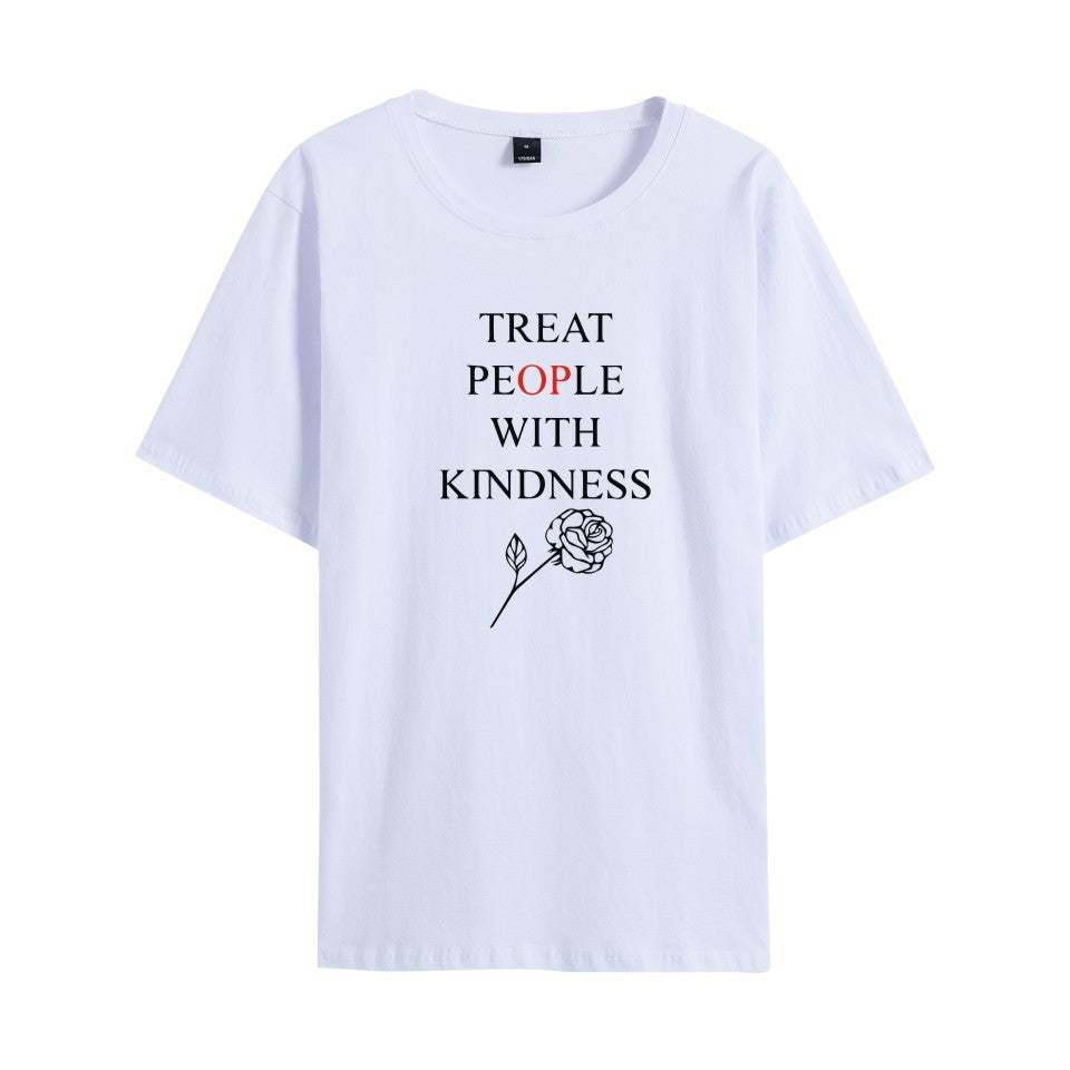 Casual Harry People With Kindness Print Short Sleeve T-Shirt