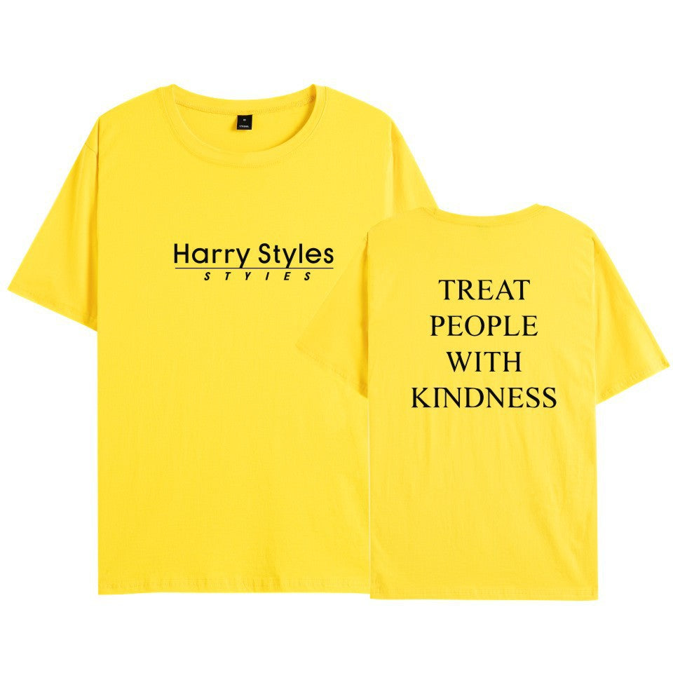 Casual Harry People With Kindness Print Short Sleeve T-Shirt