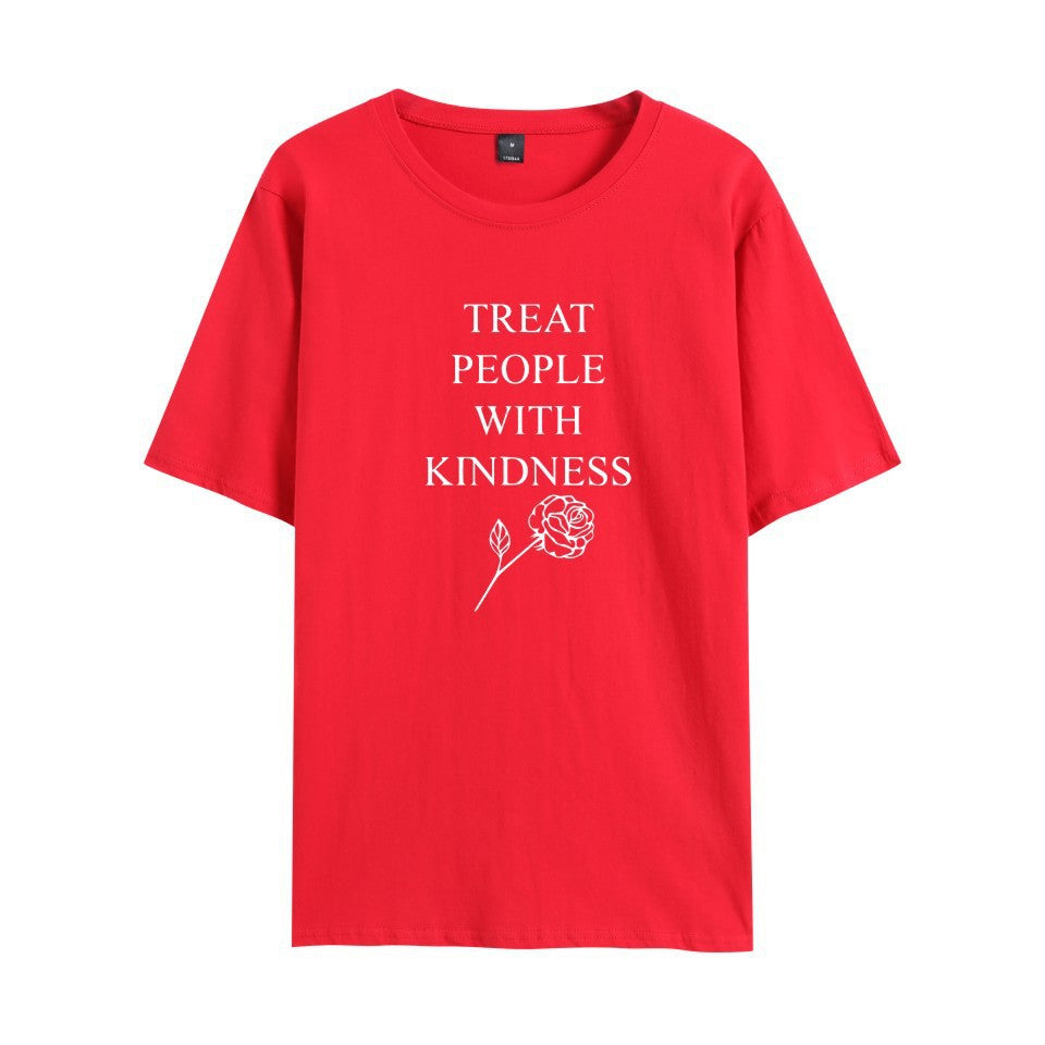 Casual Harry People With Kindness Print Short Sleeve T-Shirt