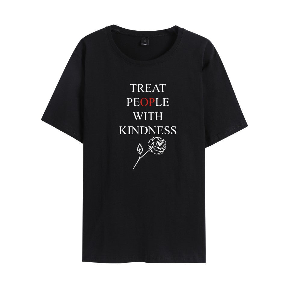 Casual Harry People With Kindness Print Short Sleeve T-Shirt