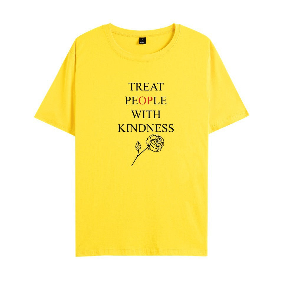 Casual Harry People With Kindness Print Short Sleeve T-Shirt