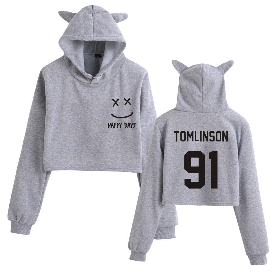 Women's Louis Letter Cropped Pullover Hoodie