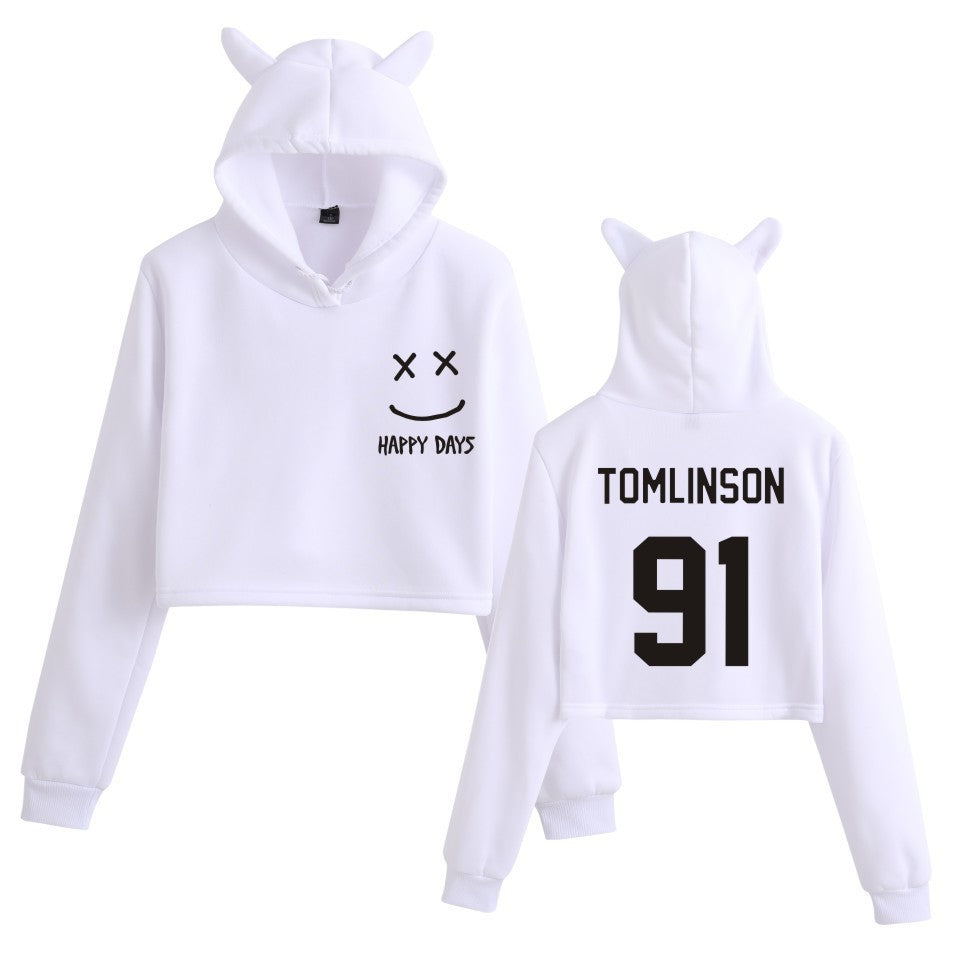 Women's Louis Letter Cropped Pullover Hoodie