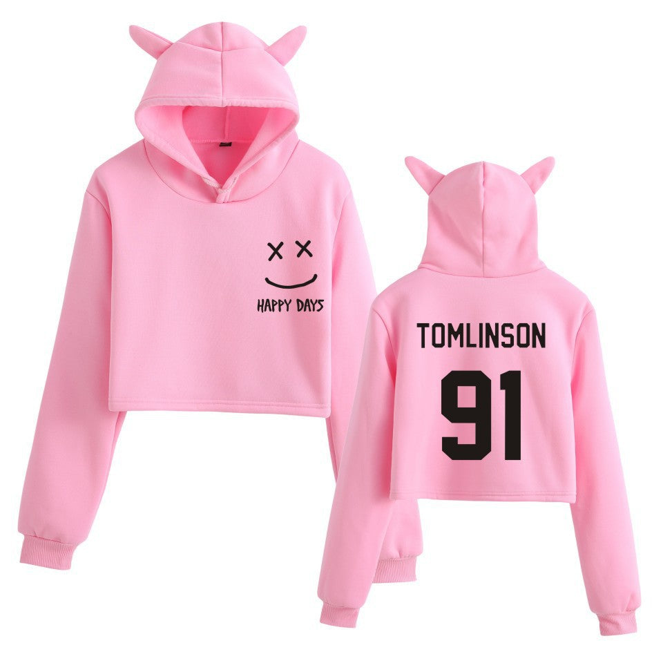 Women's Louis Letter Cropped Pullover Hoodie