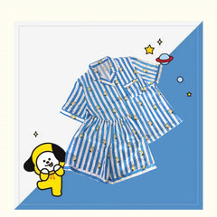 Casual Girls Cartoon Short Sleeve Pajamas Shorts Two-piece Set