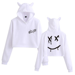 Women's Louis Letter Cropped Pullover Hoodie