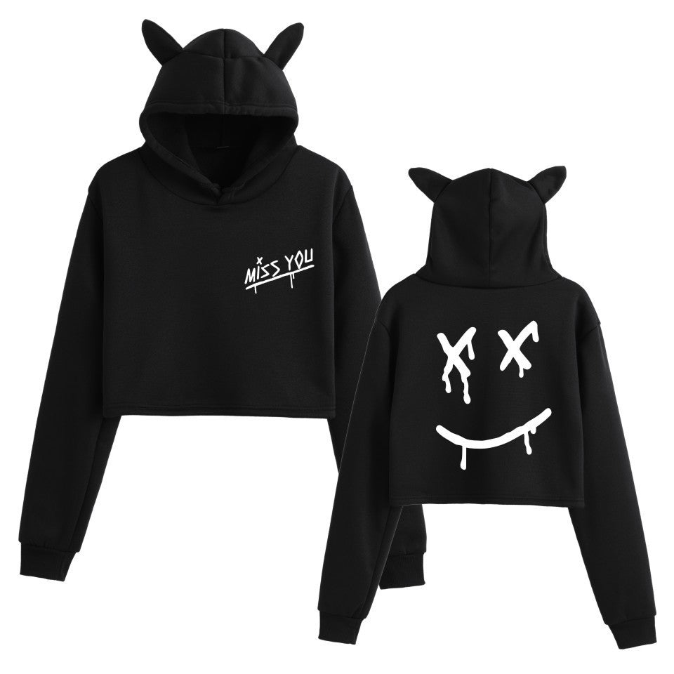 Women's Louis Letter Cropped Pullover Hoodie