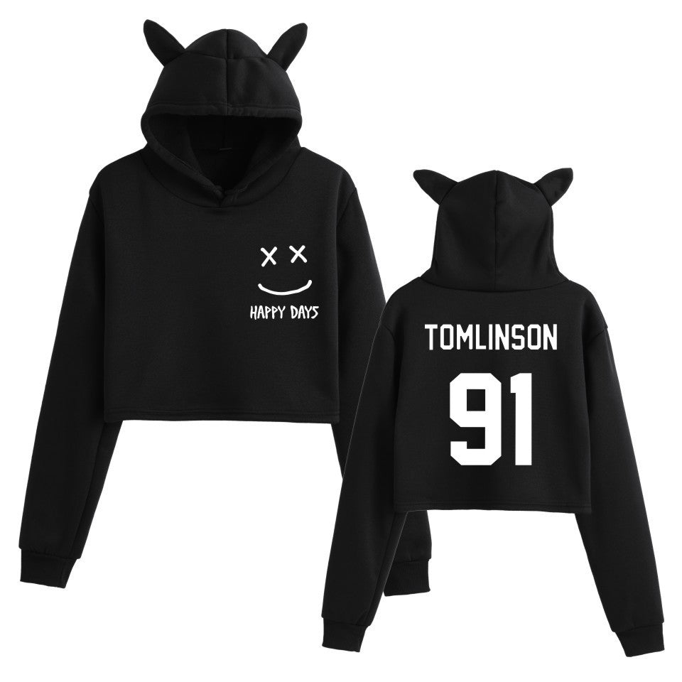 Women's Louis Letter Cropped Pullover Hoodie