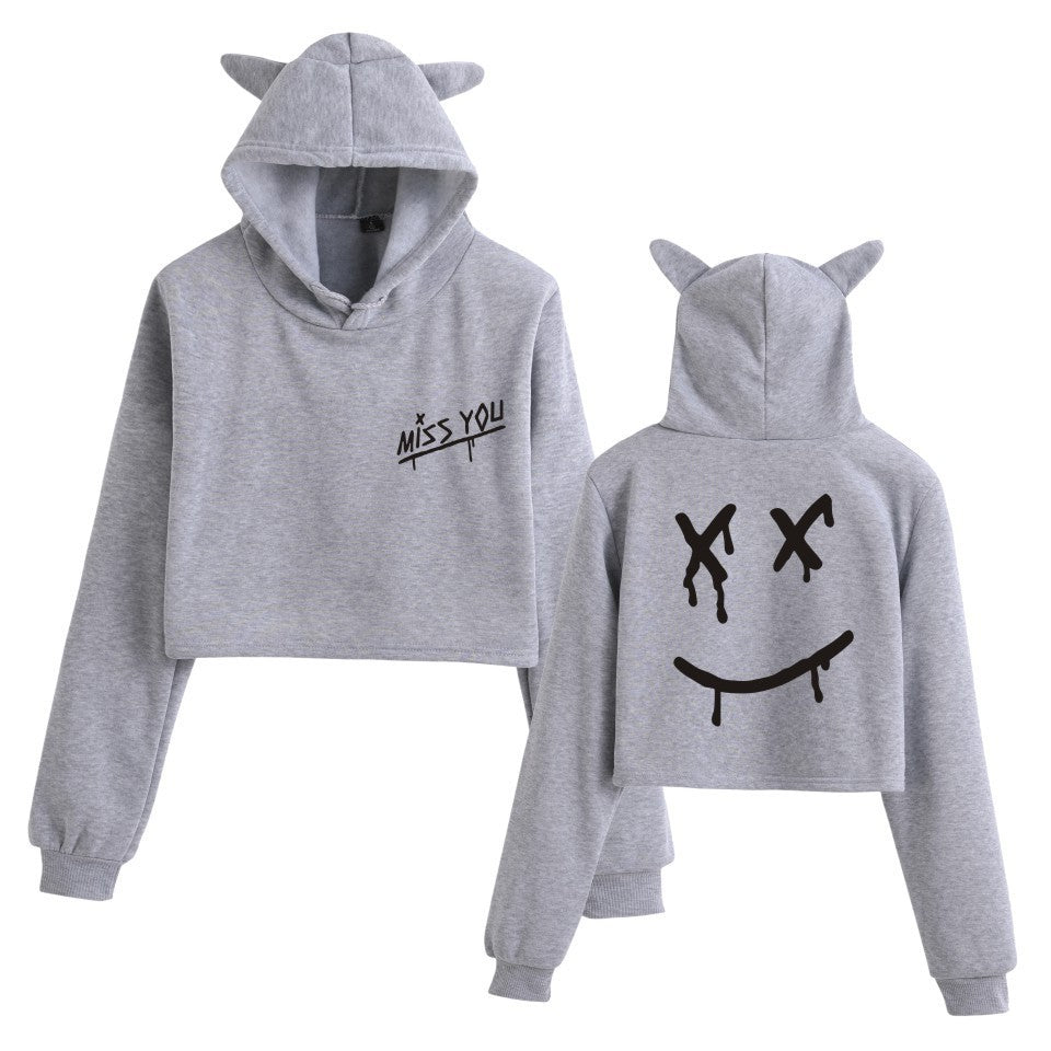 Women's Louis Letter Cropped Pullover Hoodie