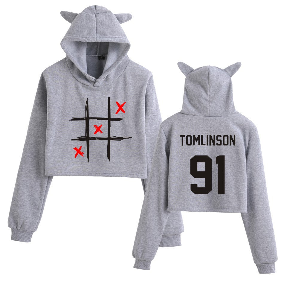 Women's Louis Letter Cropped Pullover Hoodie