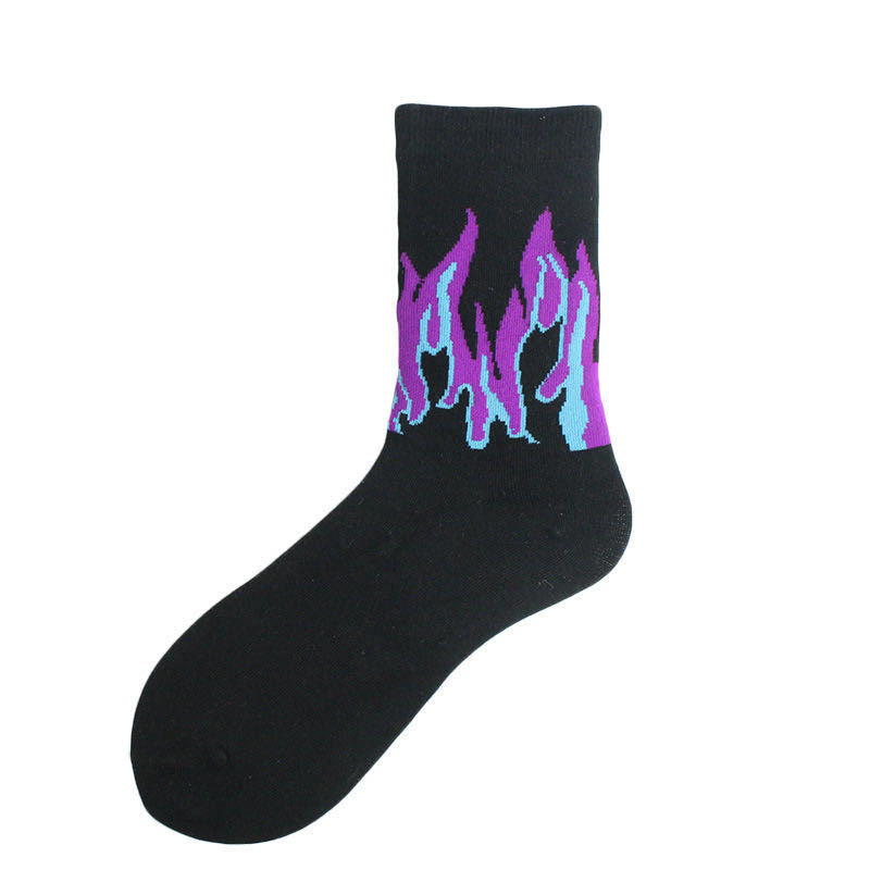 Unisex Anime Flame Sports Medium Tube Socks