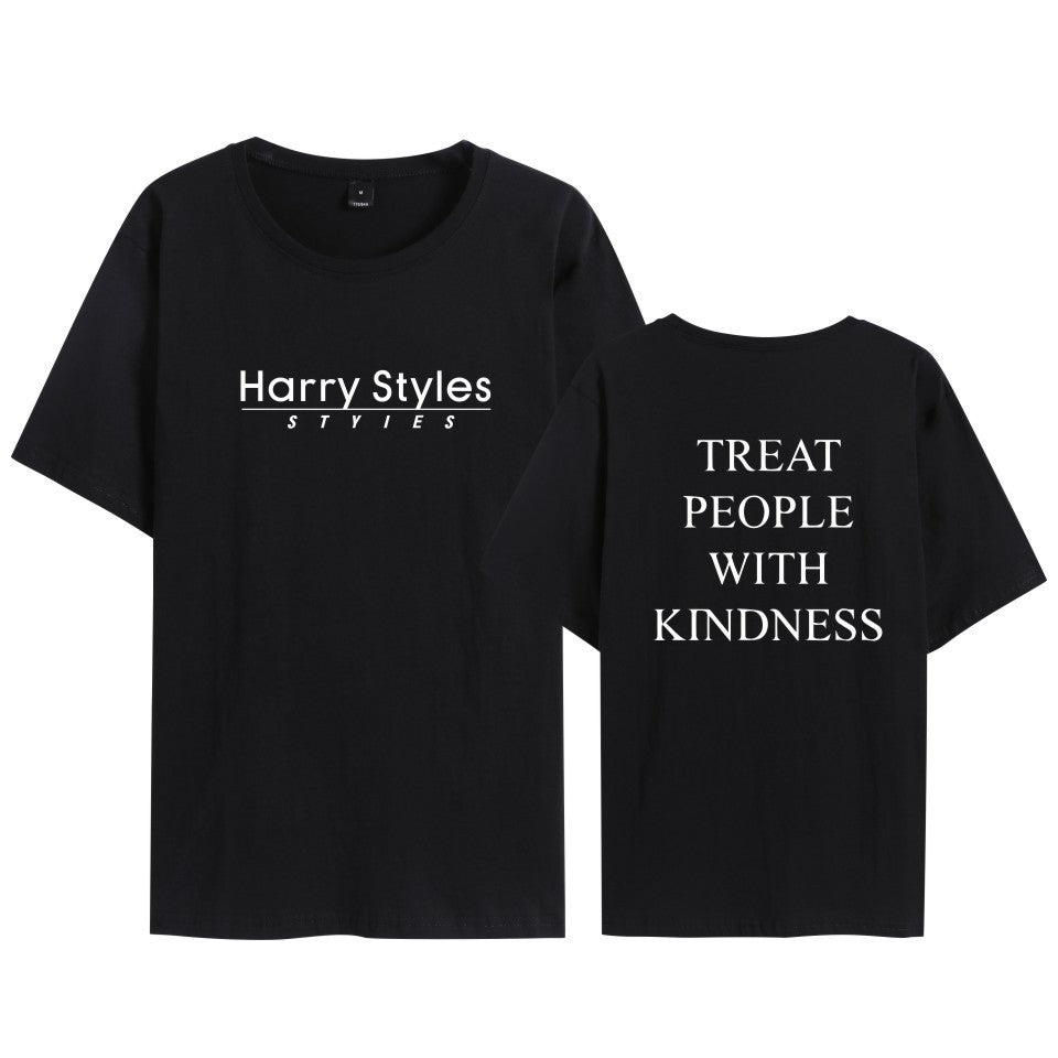 Casual Harry People With Kindness Print Short Sleeve T-Shirt