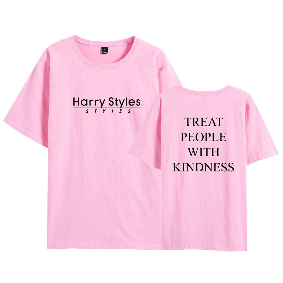 Casual Harry People With Kindness Print Short Sleeve T-Shirt