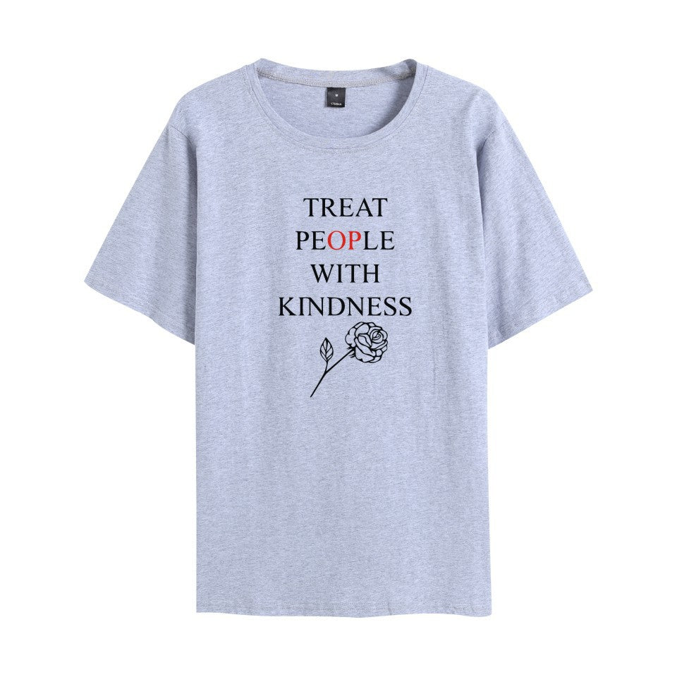 Casual Harry People With Kindness Print Short Sleeve T-Shirt