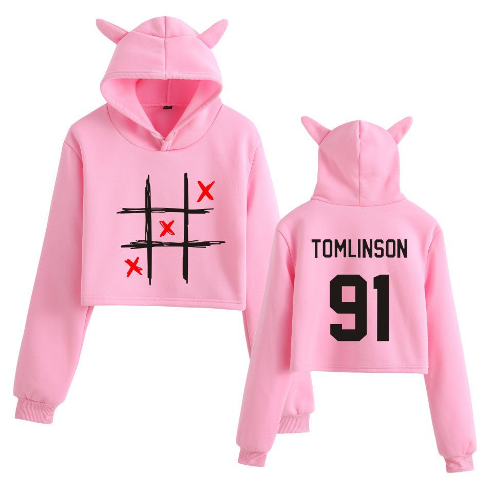 Women's Louis Letter Cropped Pullover Hoodie