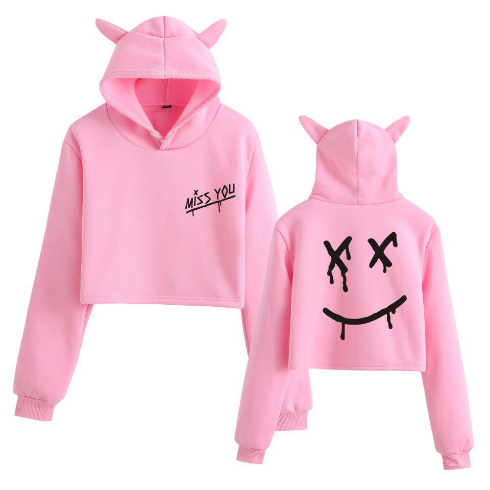 Women's Louis Letter Cropped Pullover Hoodie