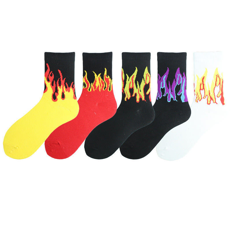 Unisex Anime Flame Sports Medium Tube Socks