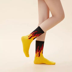 Unisex Anime Flame Sports Medium Tube Socks