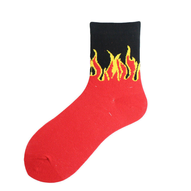 Unisex Anime Flame Sports Medium Tube Socks