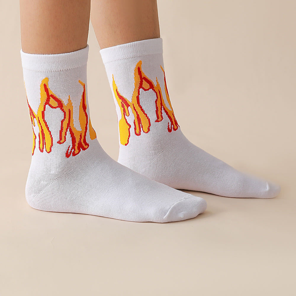 Unisex Anime Flame Sports Medium Tube Socks