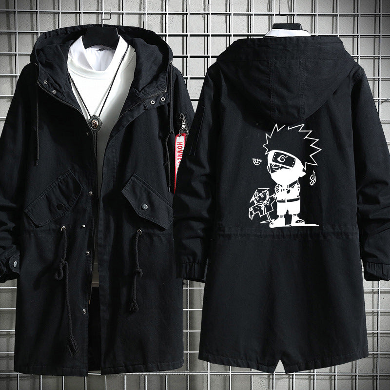 Trendy Sasuke Kakashi Hooded Long Trench Coat