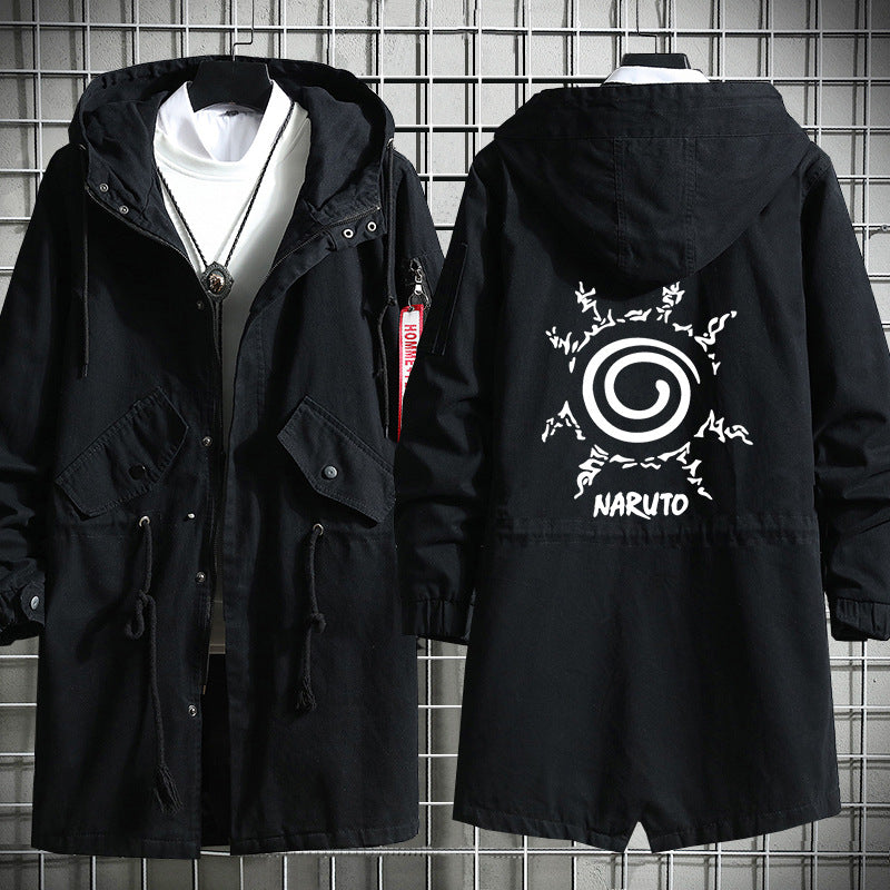 Trendy Sasuke Kakashi Hooded Long Trench Coat