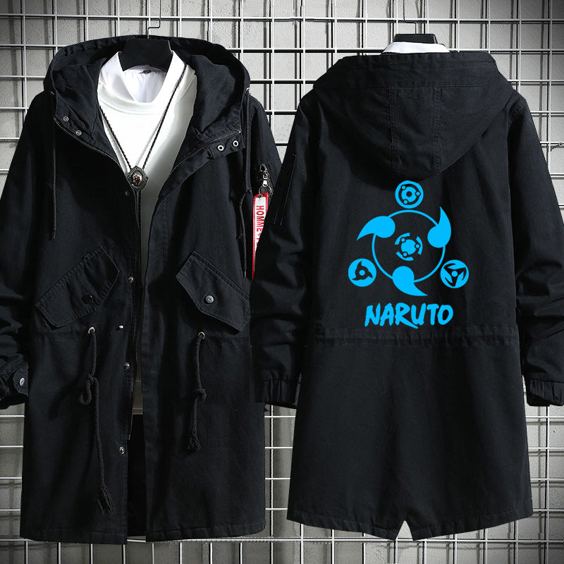 Trendy Sasuke Kakashi Hooded Long Trench Coat