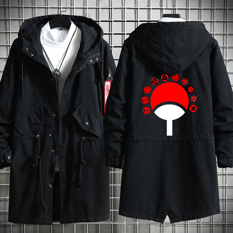 Trendy Sasuke Kakashi Hooded Long Trench Coat