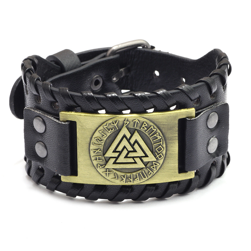 Men's Wolf Head Leather Bracelet