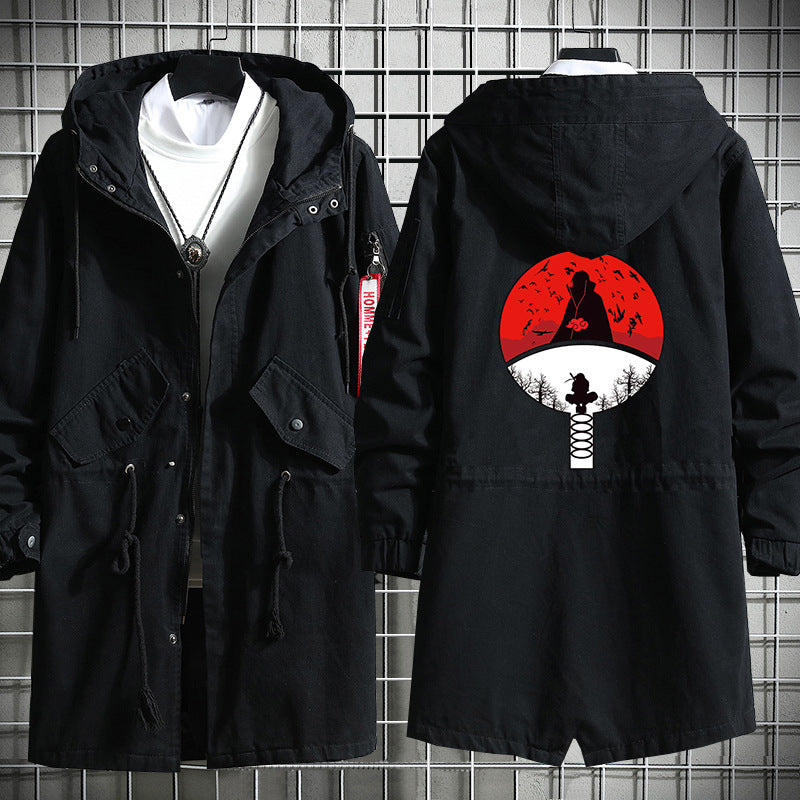 Trendy Sasuke Kakashi Hooded Long Trench Coat