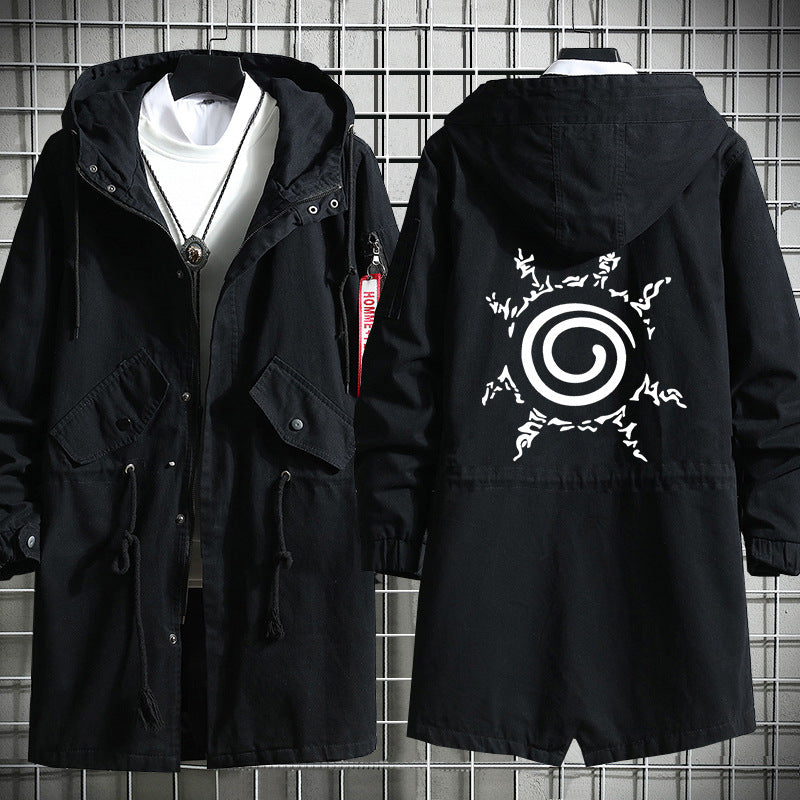 Trendy Sasuke Kakashi Hooded Long Trench Coat