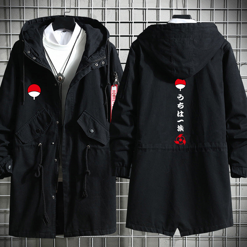 Trendy Sasuke Kakashi Hooded Long Trench Coat