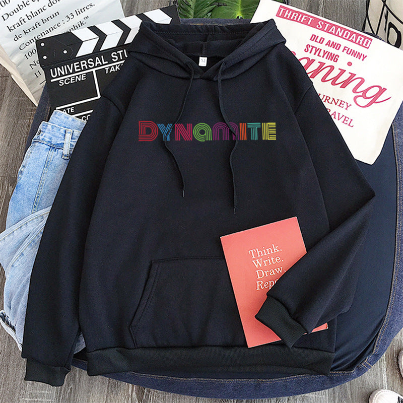 Unisex Kpop Dynamite Print Loose Hoodie