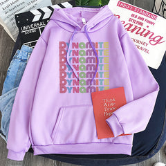 Unisex Kpop Dynamite Print Loose Hoodie